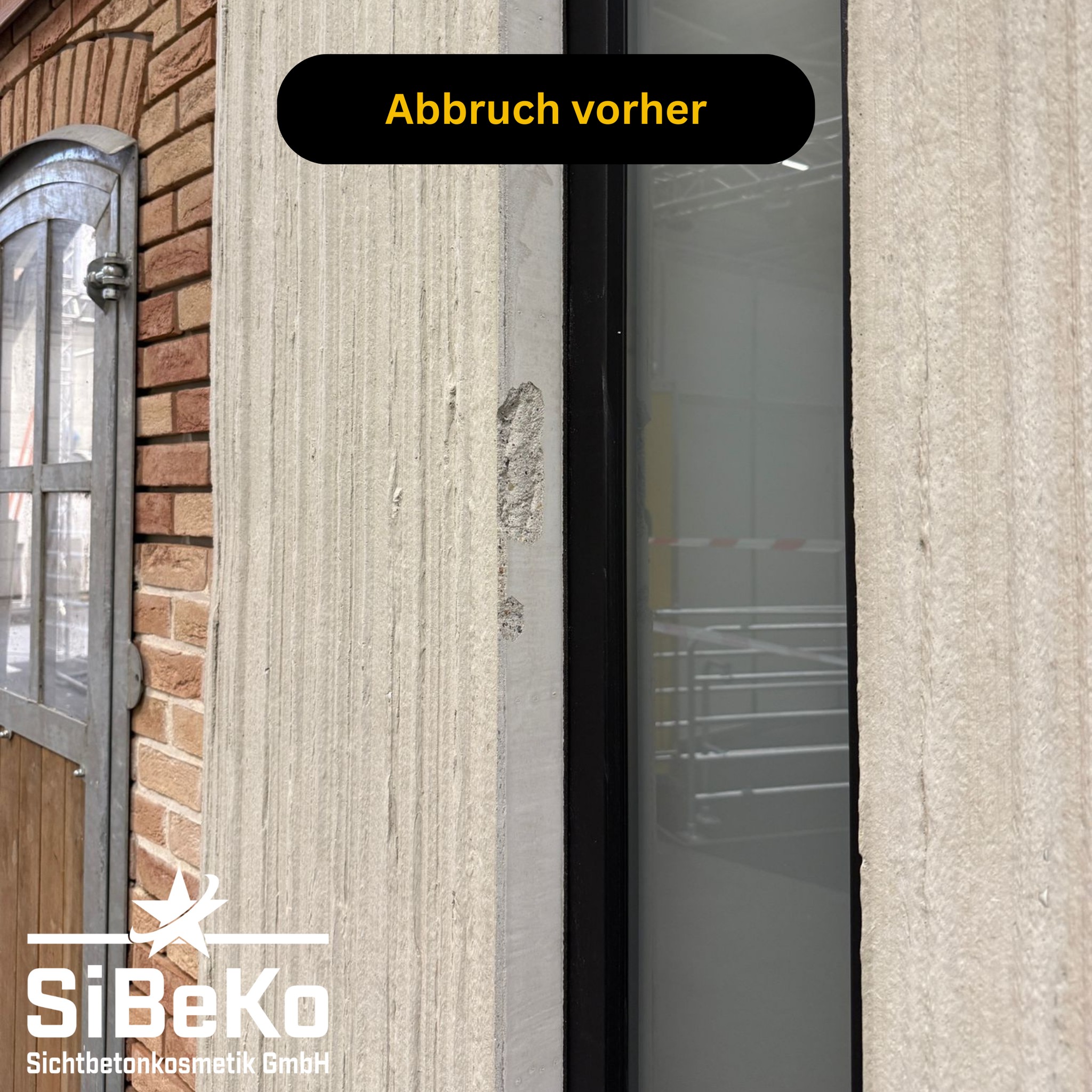 Vorher ➡️ Nachher Betonkosmetik eines Transportschadens an einem Sichtbetonelement am Messestand – sauber, präzise und…